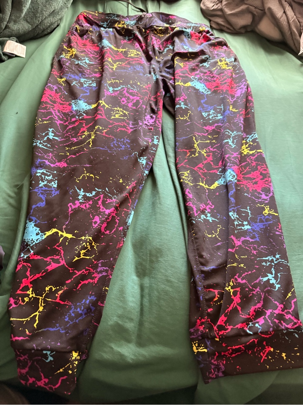 Women’s Black Joggers with Neon Marble Print